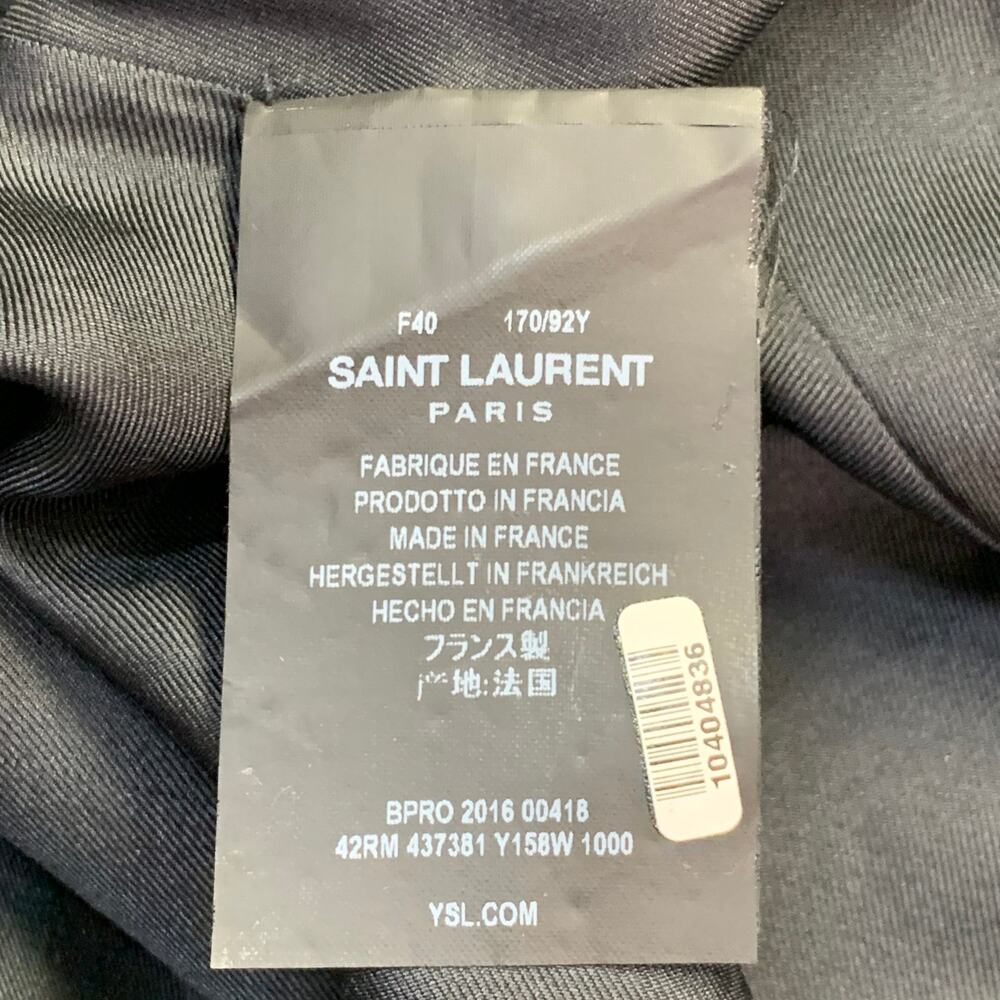 SAINT LAURENT Size 8 Black Gold Wool Crepe Rhinestones Long Sleeve Dress - Picture 7 of 10